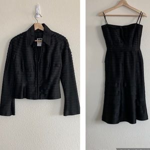 Tadashi black rouched jacket sleeveless dress set